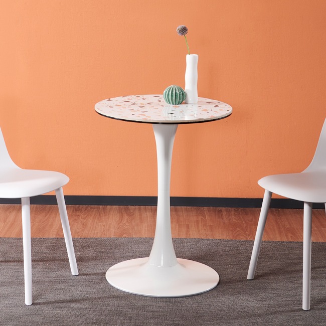 테라조+ 화이트플레어드다리 테이블 ㅣ 카페테이블 대리석st 디자인 티테이블 ㅣSE229 피카소가구피카소가구